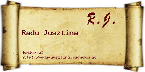 Radu Jusztina névjegykártya